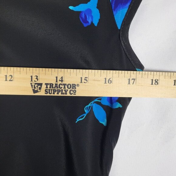 Vintage DBY Dark Floral Dress 7/8 Blue Black Maxi Fairy Whimsigoth Lace Back - Picture 6 of 9